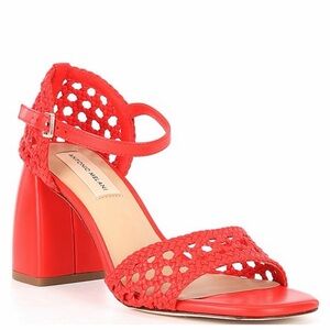 ANTONIO MELANI Red Gretel Leather Woven Sandals